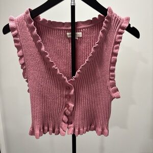 Aeropostale Dusty Pink Ribbed Ruffle-Trim Tank